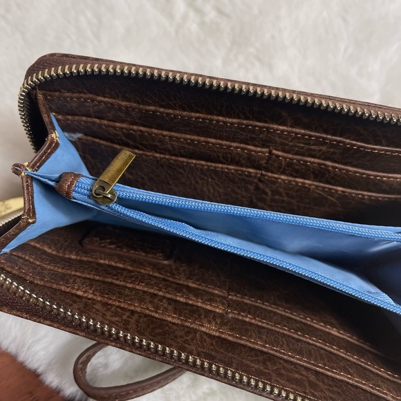 Catchfly Wallet Western Embroidered Rose Chestnut Brown Wristlet Wallet - Picture 5 of 7